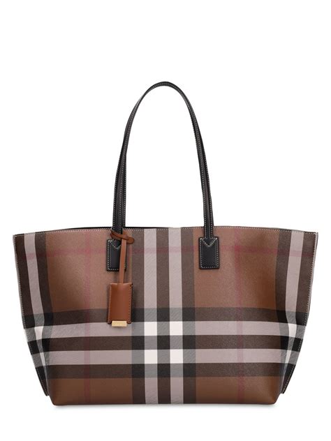 medium smoked check tote bag burberry|burberry dark birch brown tote.